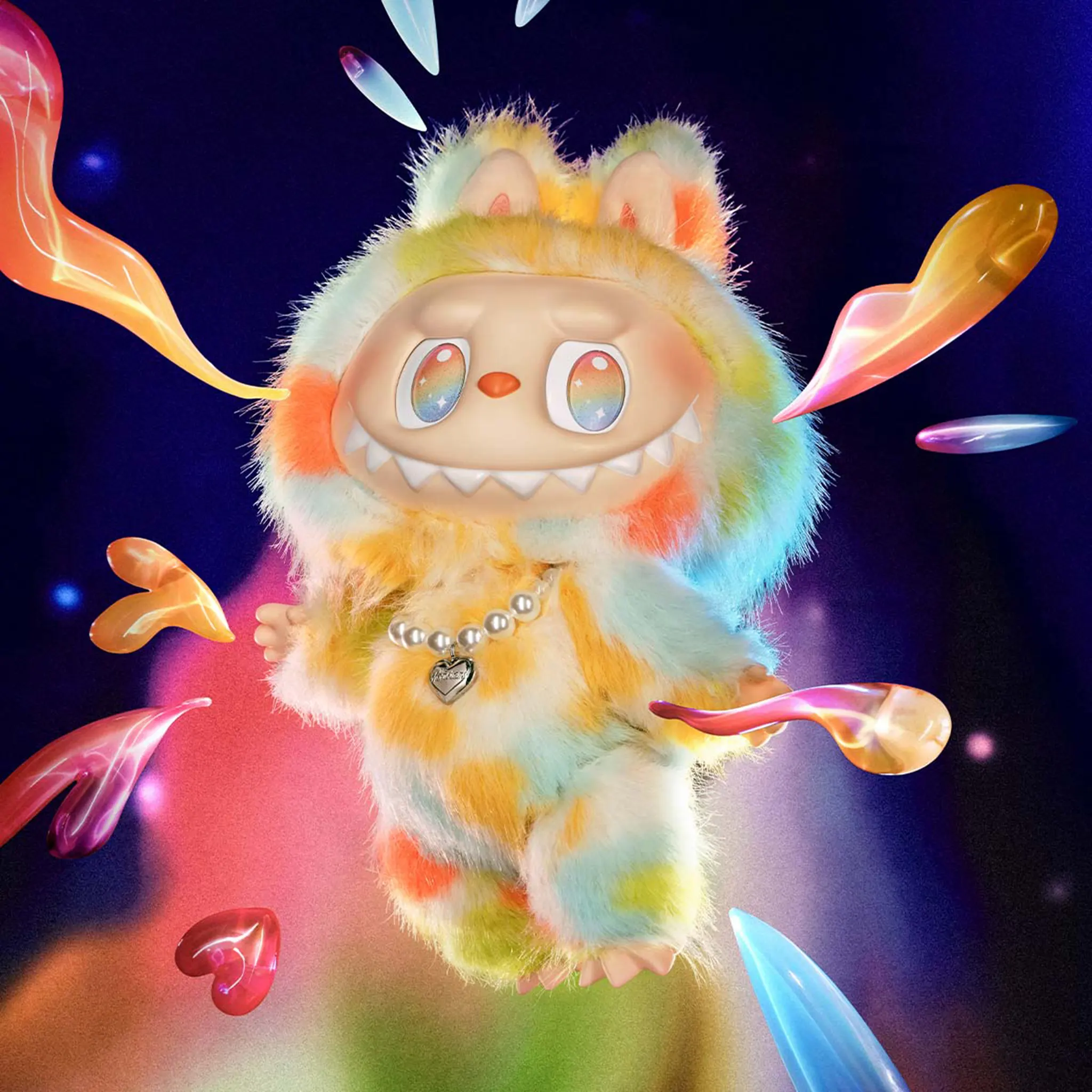 Front View of Pop Mart Labubu The Monsters Big into Energy Series Vinyl Plush Rock The Universe Doll (Single)